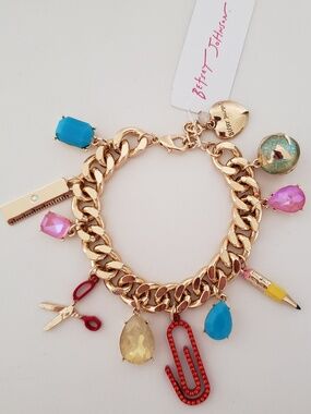Betsey Johnson Back To School Charm Statement Bracelet